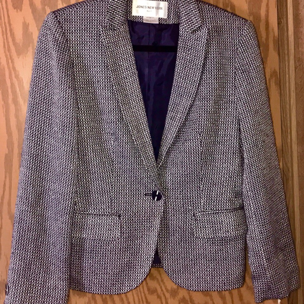 NWT Jones New York 2pc Blazer Skirt Navy Size 8